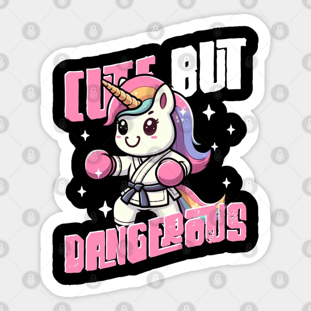 Cute But Dangerous Funny Karate Martial Arts Unicorn Girls Sticker by savage land 